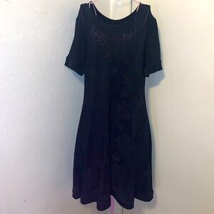 Vintage Sharon Anthony Lifestyles Dress Women's Black Floral Dress- Medium